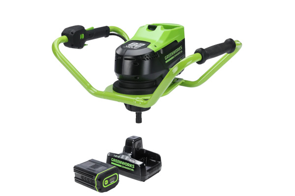Greenworks | Specialty | Model 82V Earth Auger Kit with 4Ah Battery and Dual Port Charger (82EA8-4DP) for sale at King Ranch Ag & Turf