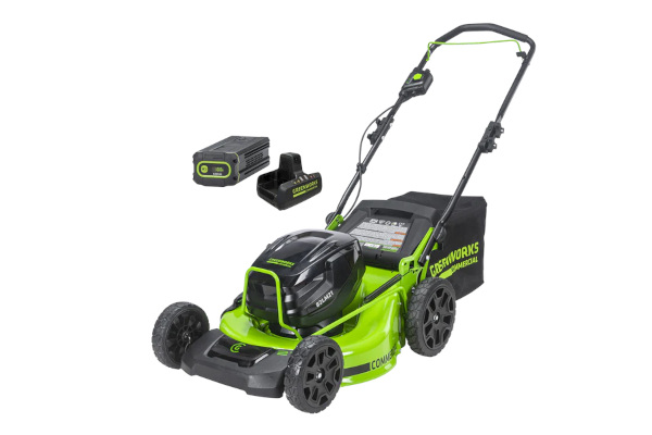 Greenworks 82V 21" Brushless Push Mower with (1) 5Ah Battery and Dual Port Charger (82LM21-5DP) for sale at King Ranch Ag & Turf