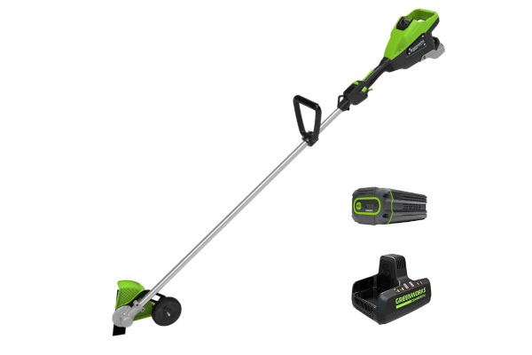 Greenworks | Trimmers & Edgers | Model Optimus 82V Straight Shaft Edger with (1) 8Ah Batteries and Dual Port Charger (ES161-4DP) for sale at King Ranch Ag & Turf