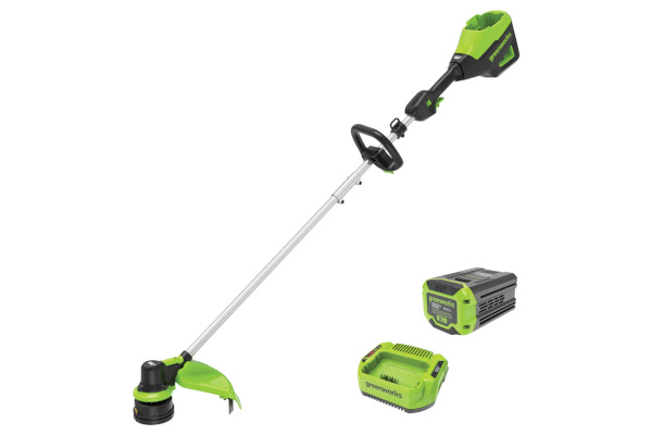 Greenworks | Trimmers & Edgers | Model 82V 16" String Trimmer with 2Ah Battery and Single Port Charger (ST82210) for sale at King Ranch Ag & Turf